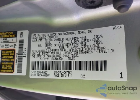 2014 Toyota Tundra Sr 5.7L V8 из США, поврежденный, VIN 5TFCY5F11EX016970